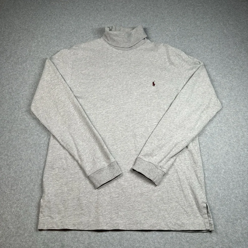 Polo Ralph Lauren Gray‎ 100% Cotton Men's M Turtleneck Long Sleeve Shirt